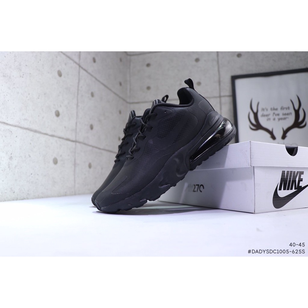 Nike Air Max 270 React 270 All Black Autumn And Winter All Leather Back Foot Air Cushion Shock Absorbing Shoe Shopee Malaysia