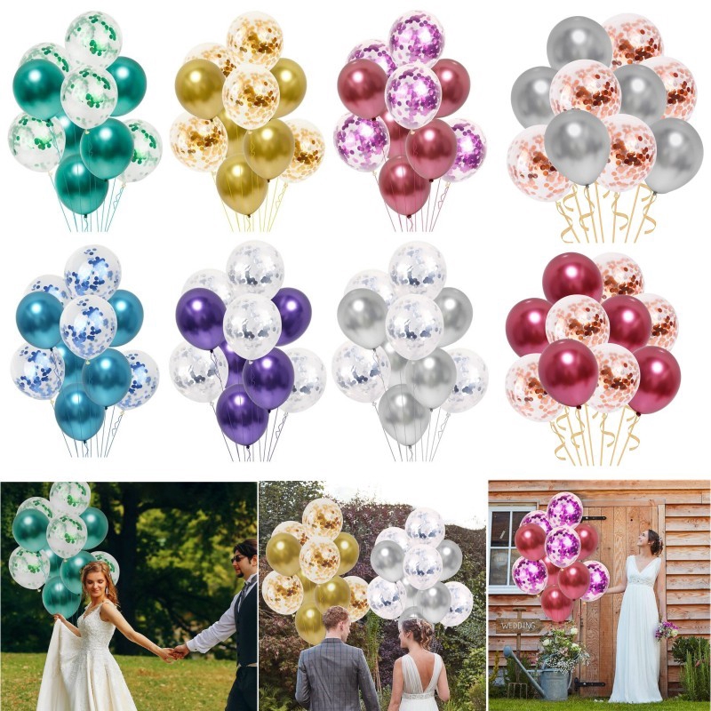 10pc/lot Chrome Confetti Balloons Bouquet Birthday Party Decor Metallic Wedding 