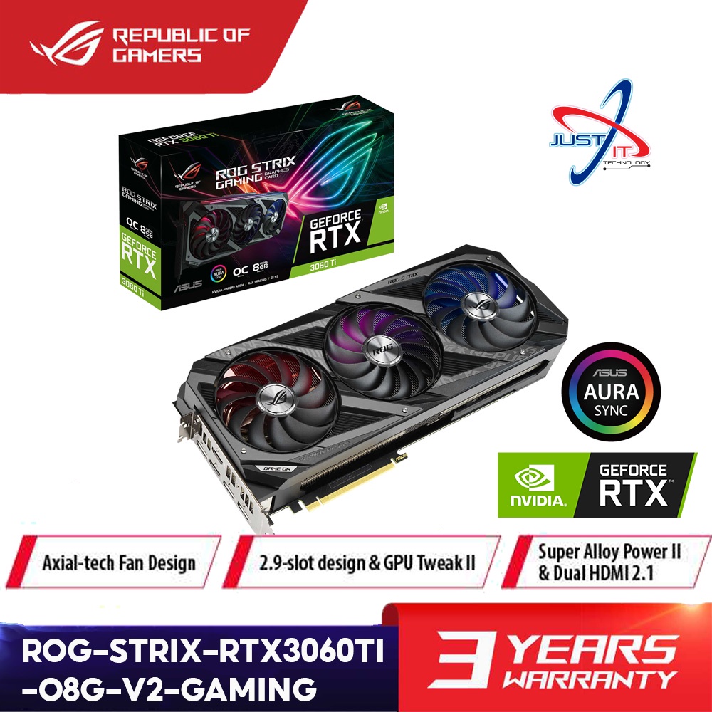 ASUS ROG Strix RTX3060TI-O8G-V2-Gaming RTX3060 TI OC 8GB DDR6 V2 VGA ...