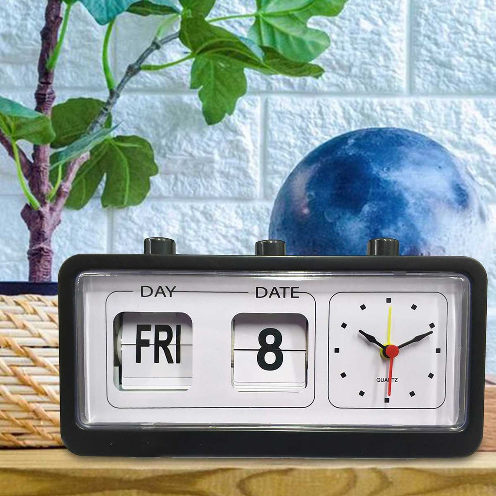Flip Clock Vintage Decorative Bedroom Hall Office Retro Flip Down Clock