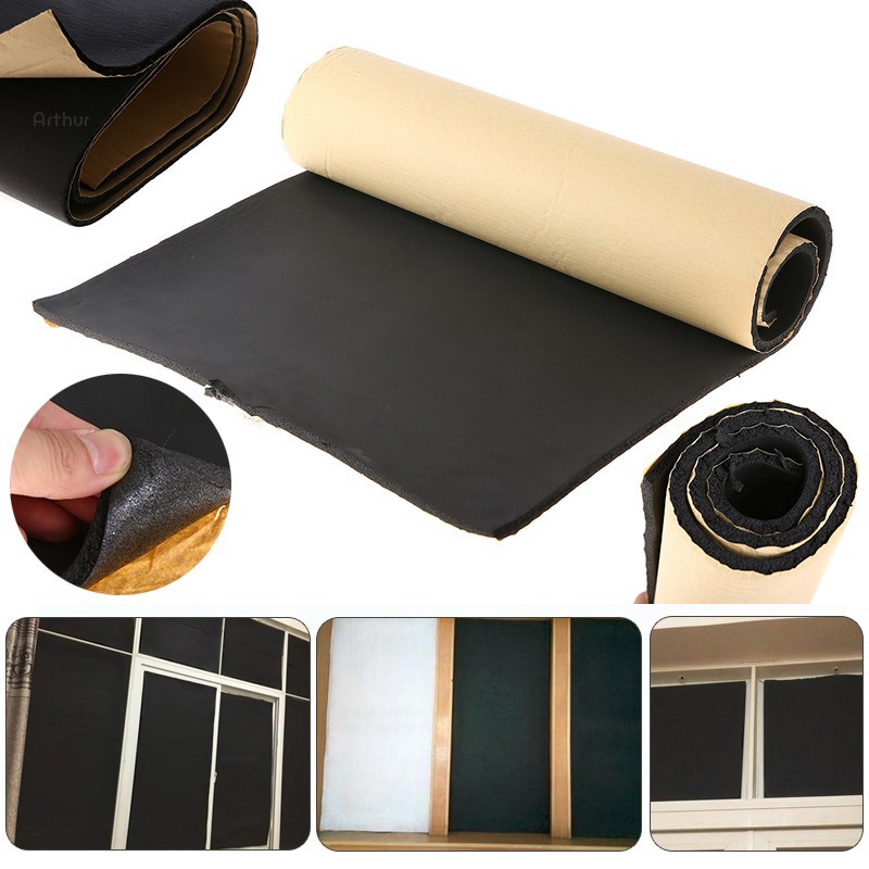 1 Roll 100 x 50cm Rubber Sound Proof & Heat Insulation Sheet Closed ...