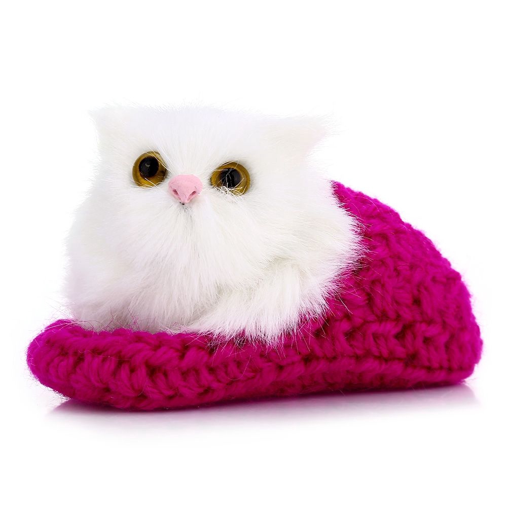 LOVELY SIMULATION SOUNDING CROUCHING CAT PLUSH TOY WITH SLIPPER NEST ...