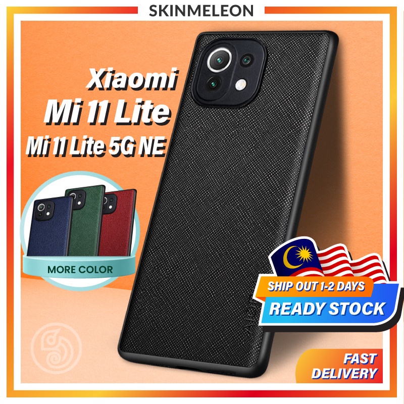 SKINMELEON Xiaomi Casing Mi 11 Lite Case Casing Phone Cross Pattern PU Leather TPU Camera Protection Cover Phone Case