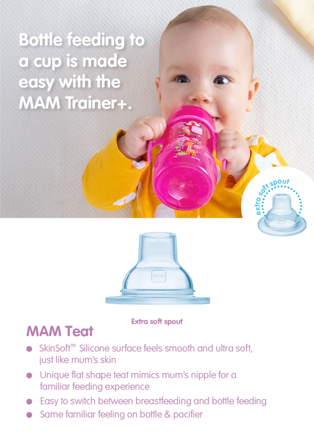MAM Trainer+ (220ml) Baby Cup Suitable from 4+ Months Trainer Cup for