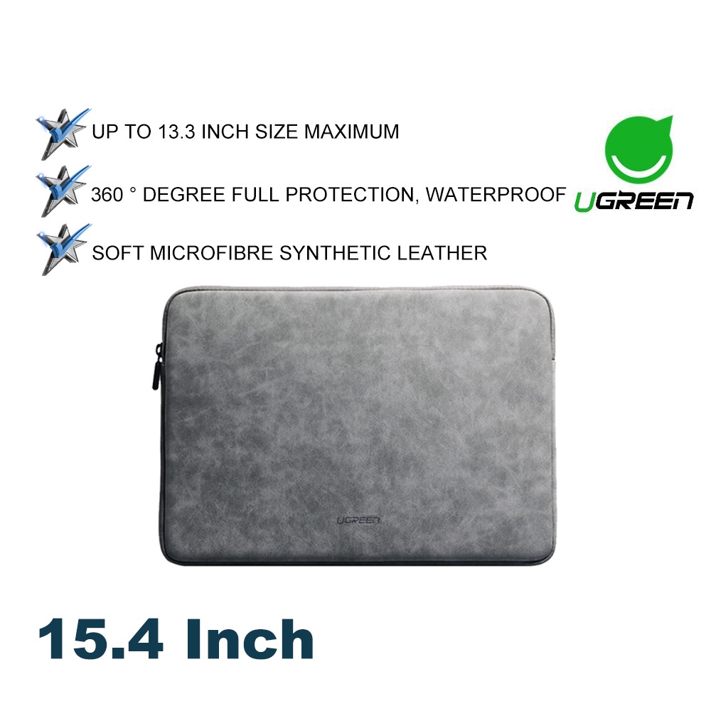 UGREEN 13.3 15.4 Inch Laptop Case PU Suede Leather Soft Padded Zipper Cover Sleeve Case Macbook Msi Acer Dell Pc Laptop