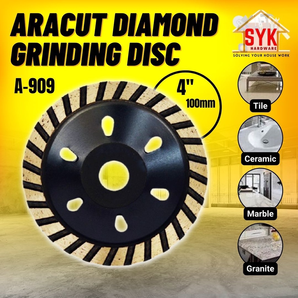 SYK Aracut Diamond Tile Grinding Disc 4 Inch 100mm A909 Grinding Wheel