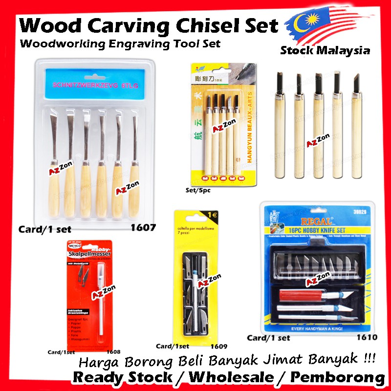 Wood Carving Chisels Knife Tools / Pisau Ukir Pahat Kayu Patung Ukiran ...