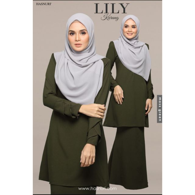 MOSS GREEN PLAIN BAJU  KURUNG  S HASNURI  LILY BRAND NEW 