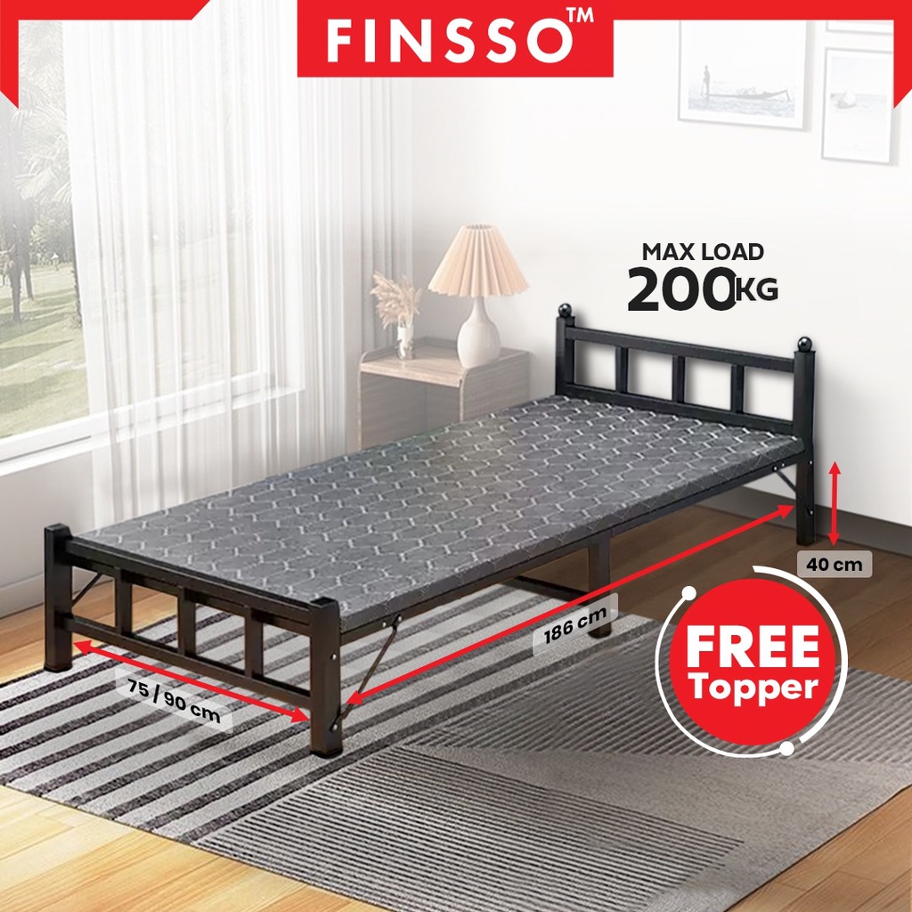 READY STOCK FINSSO: ARIES BED FRAME WITH FREE TOPPER till this week ONLY!!! / Katil Single Lipat/ Foldable Bed