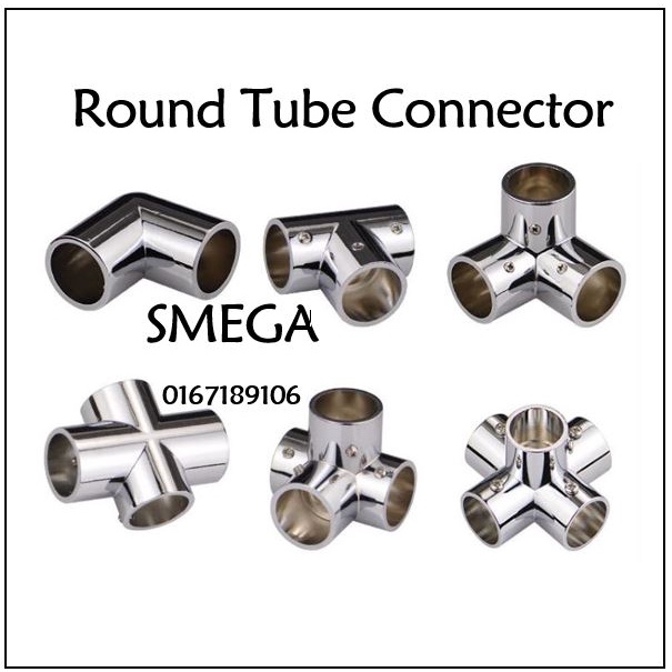 SMEGA Aluminium Round Tube Fitting Joint Connector Penyambung Bracket
