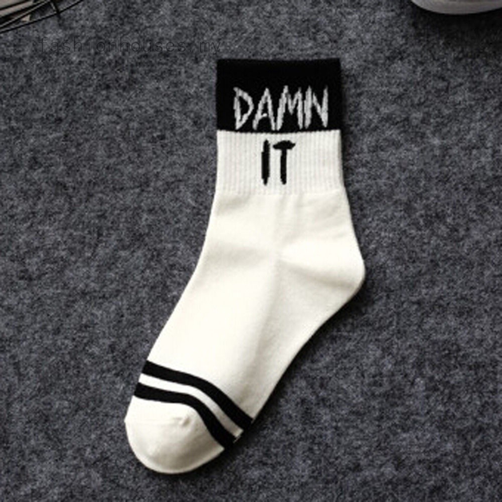 Women Men Hip Hop Creative Harajuku Letter Cotton Skateboard Sock