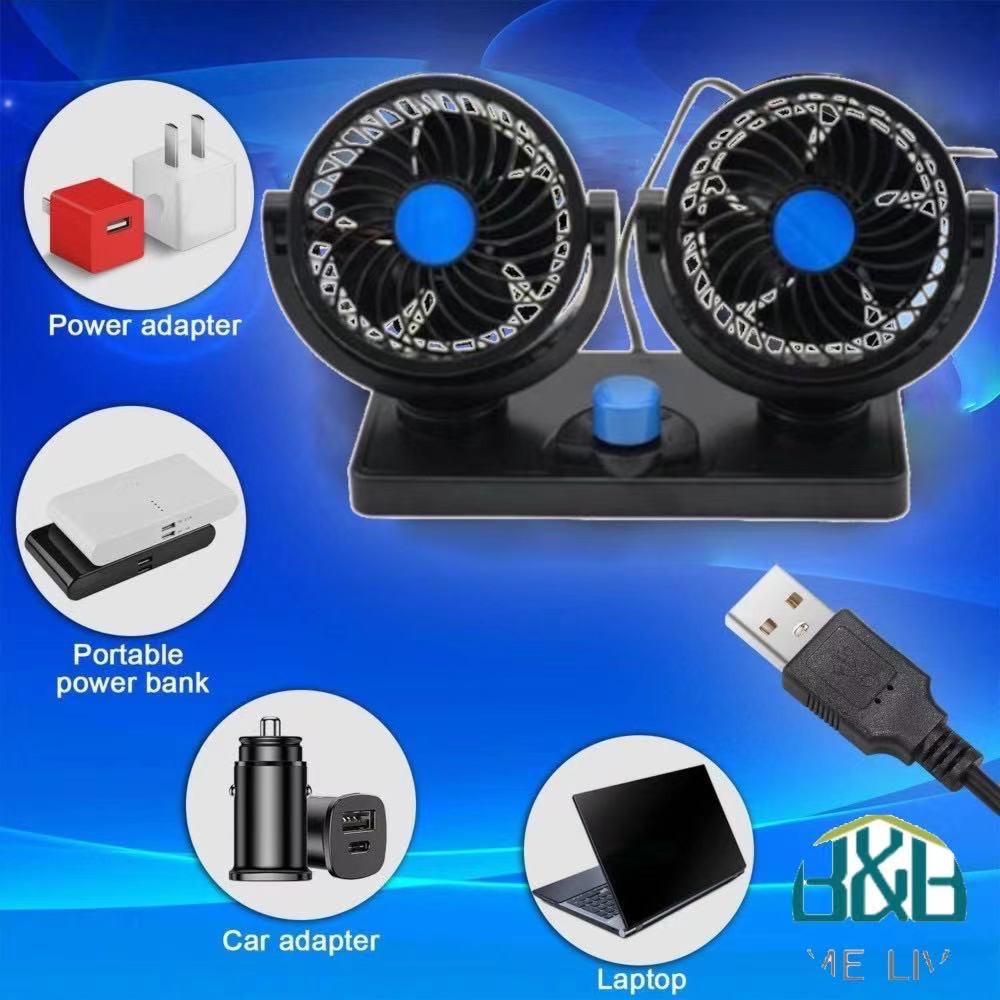 Meja Usb Dua Kepala Kipas USB Desk Dual Head Fan Portable 4 Inch Mini Fan Cooling Air Table Fan 2 Speed Home Office Car