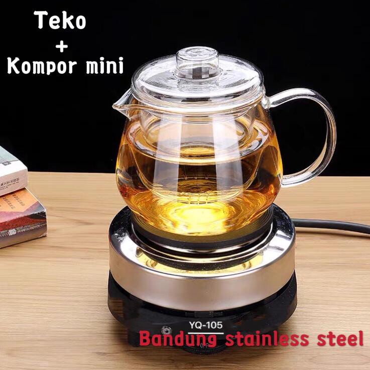 1Set 750ml Glass Teapot plus Electric mini Electric Cooker Shopee