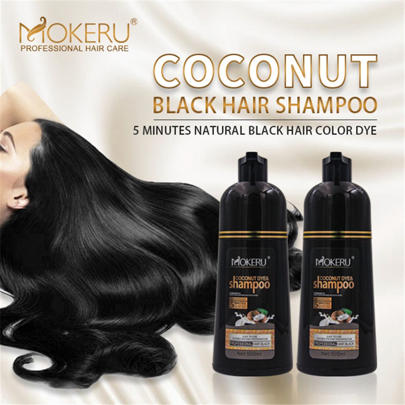 Mokeru 500ml Coconut Oil Essence Black Hair Dye Shampoo Fast Dye Black  Color Hair Shampoo Covering White & Grey Hair | Shopee Malaysia