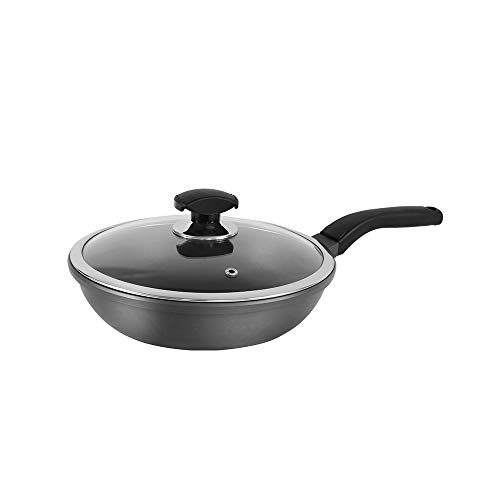 Greendi YMX8330 Nonstick Frying Pan Non Stick Skillet with Glass Lid 12-Inch Round Aluminum Saute Pan For Gas, Electric