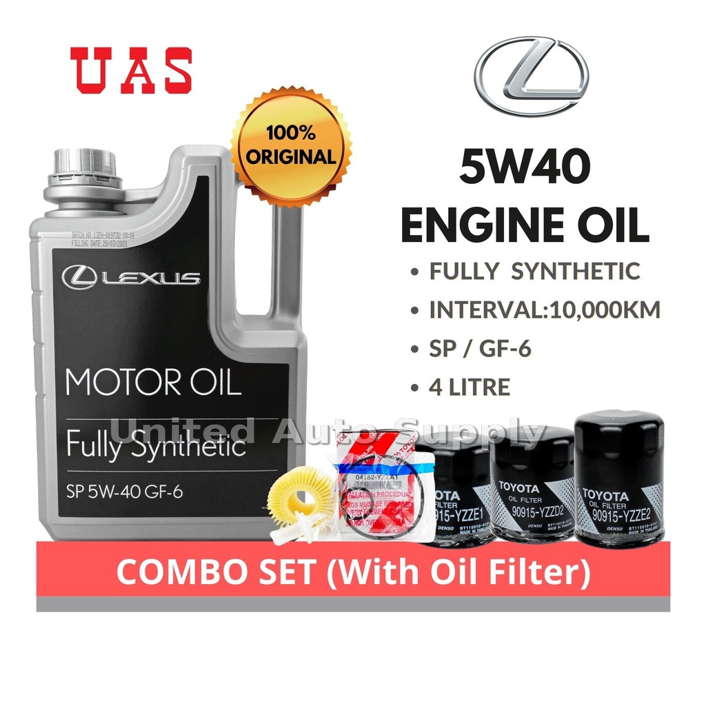 Lexus 5W40 Fully Synthetic Engine Oil 4litre COMBO Set With TOYOTA Oil