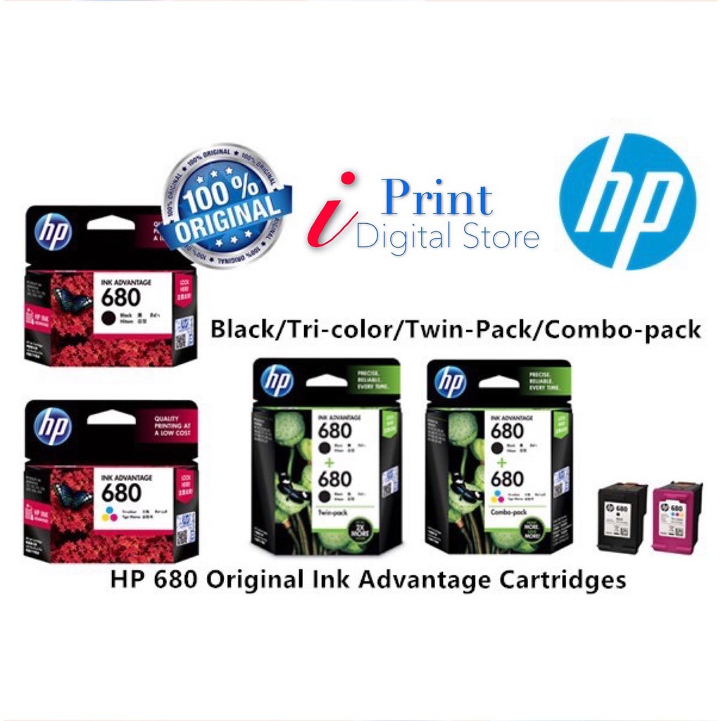 Hp 680 Blackcolortwin Packcombo Pack Ink Cartridge 100 Original Shopee Malaysia 0516