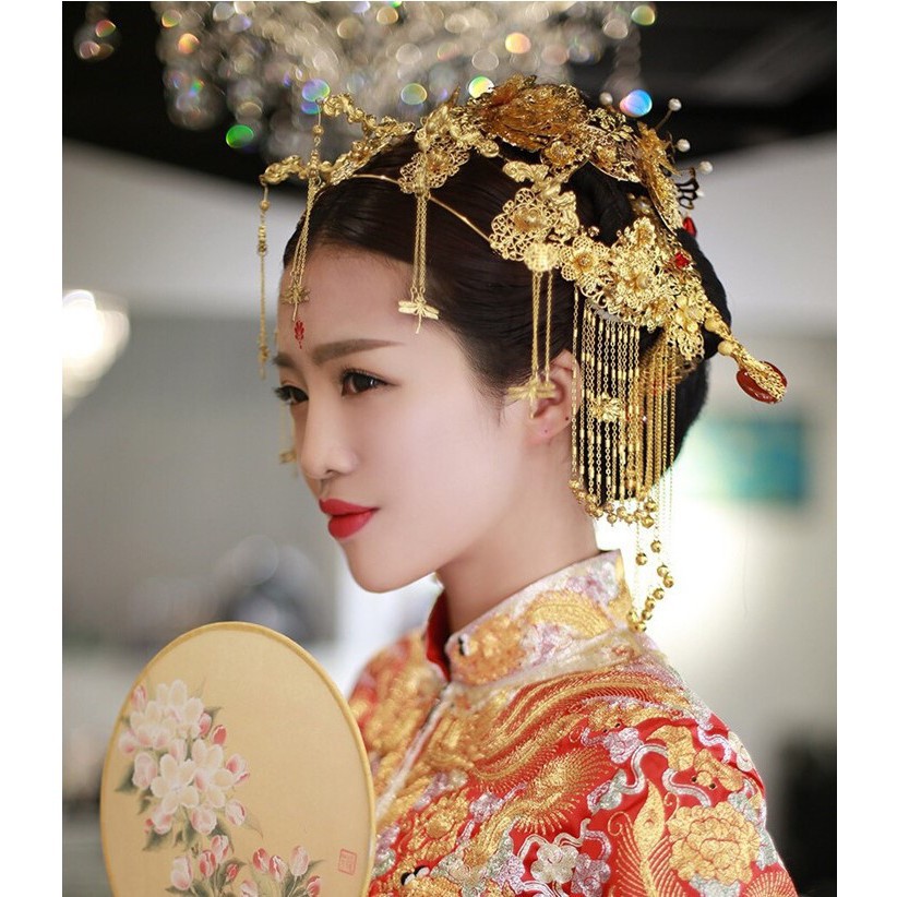 Chinese Traditional Kwa Bridal Wedding Hairdo Accessories Crown