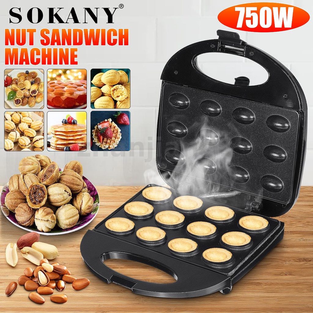 Nut Machine Cake Maker Electric Baking Pan Toaster Waffle Breakfast Oven 750W