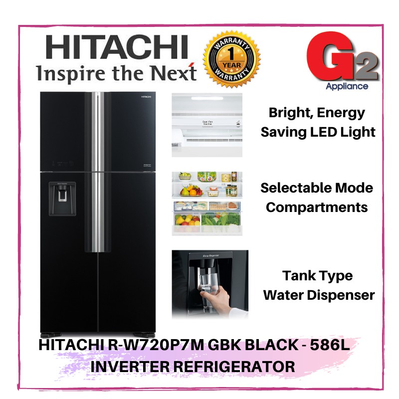 Hitachi Send By Lorry Authorised Dealer 4door R W720p7m Gbk Black 586l Inverter Refrigerator Shopee Malaysia