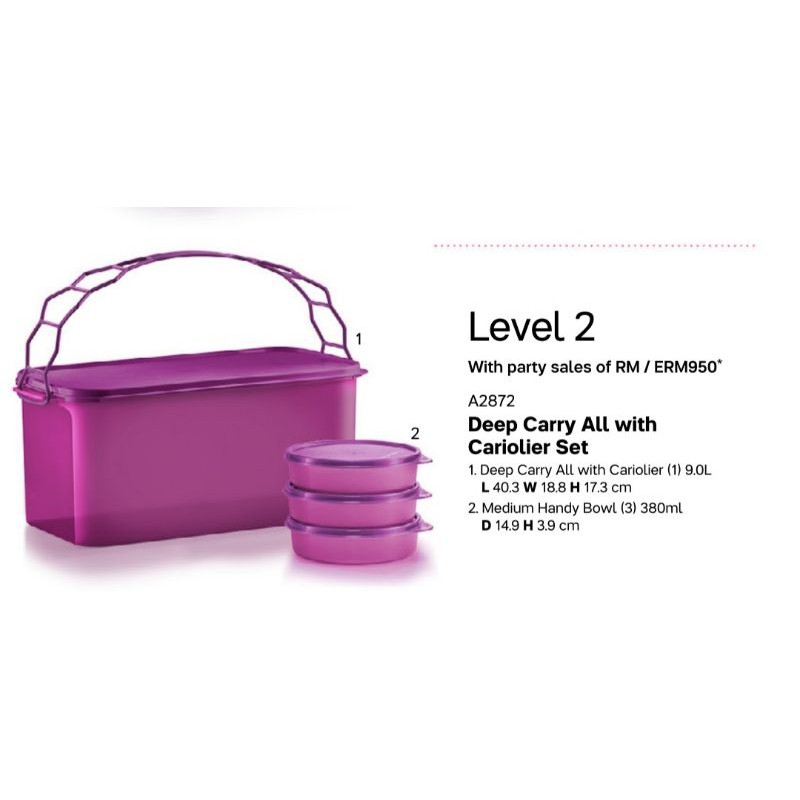 TUPPERWARE LEVEL 2 DEEP CARRY ALL WITH CAROLIER SET Shopee Malaysia
