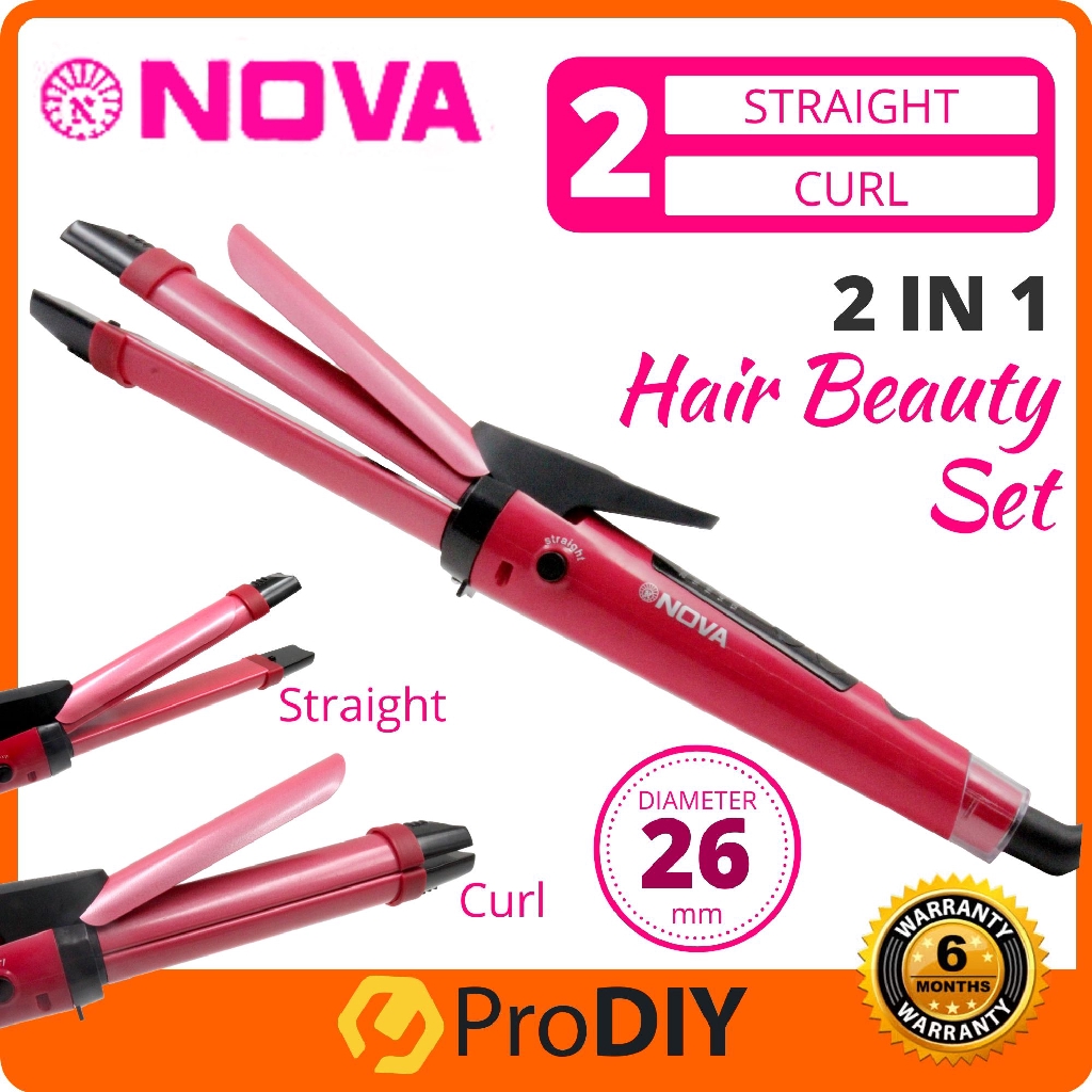 NOVA Straightener & Curling Iron Professional 2 in 1 Hair Beauty Set ( NHC-1818SC )
