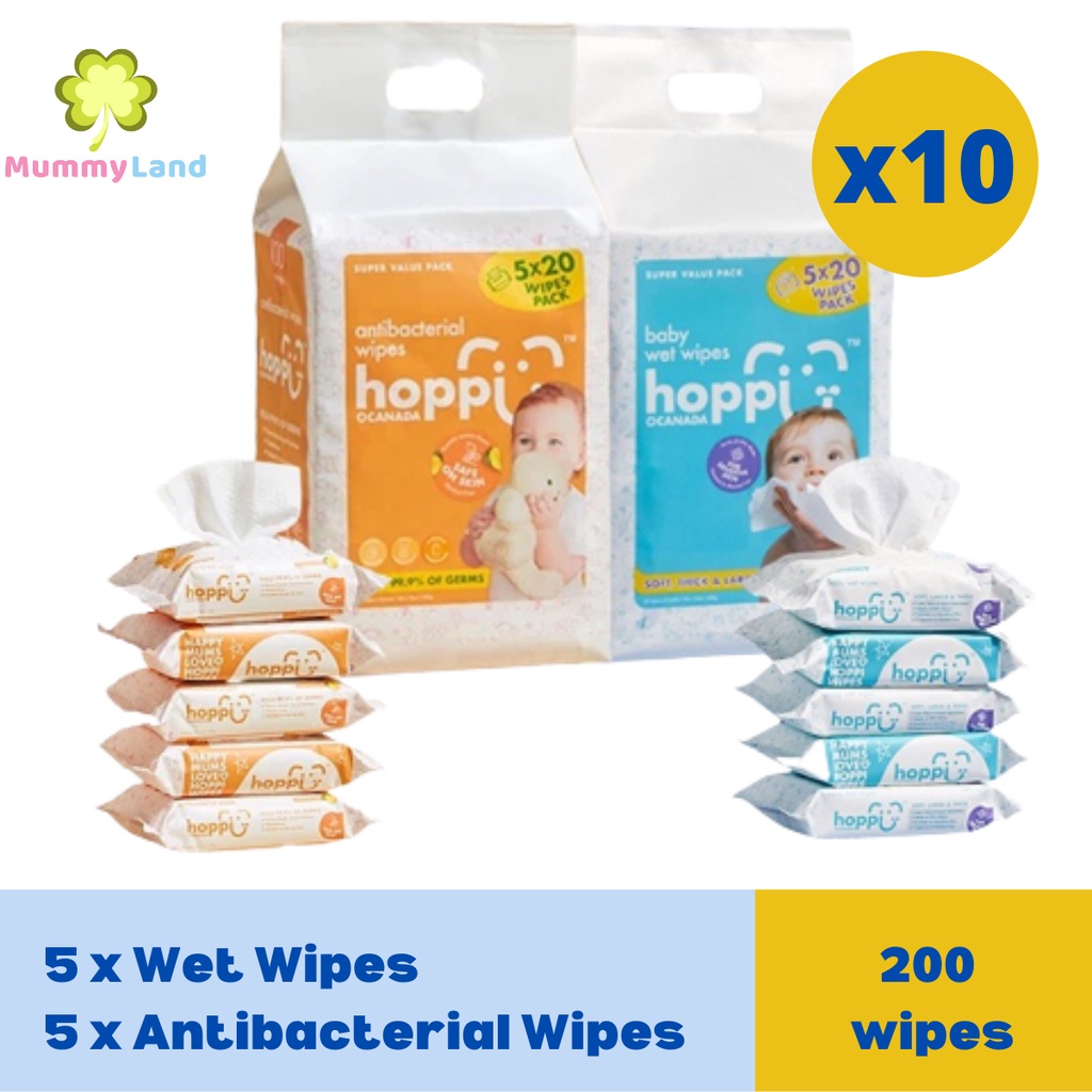 Hoppi Premium Baby Wipes / Wet Wipes / Wet Tissue Tisu Antibacterial
