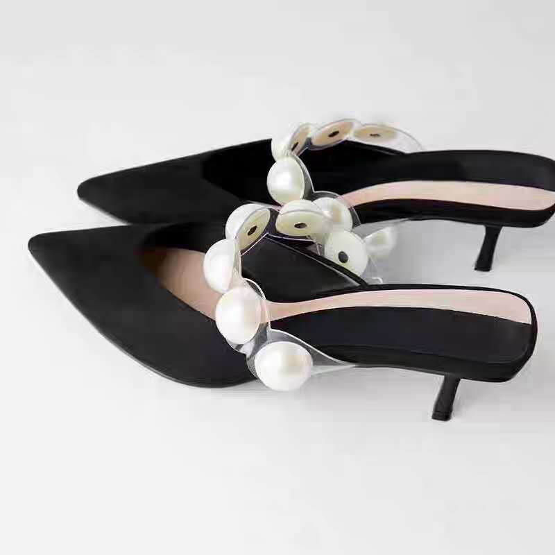 zara pearl mules