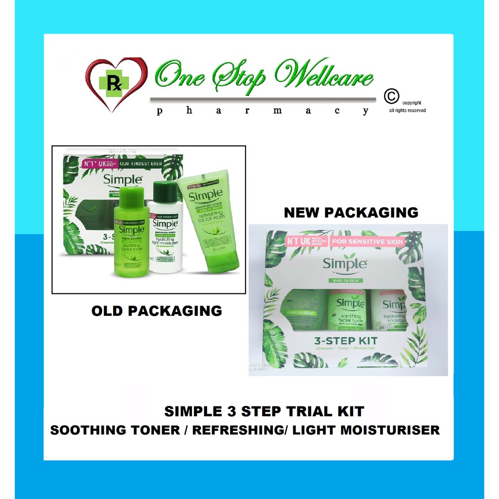 Simple 3 Step Trial Pack Refreshing Wash Toner Moisturiser Exp 04 2023