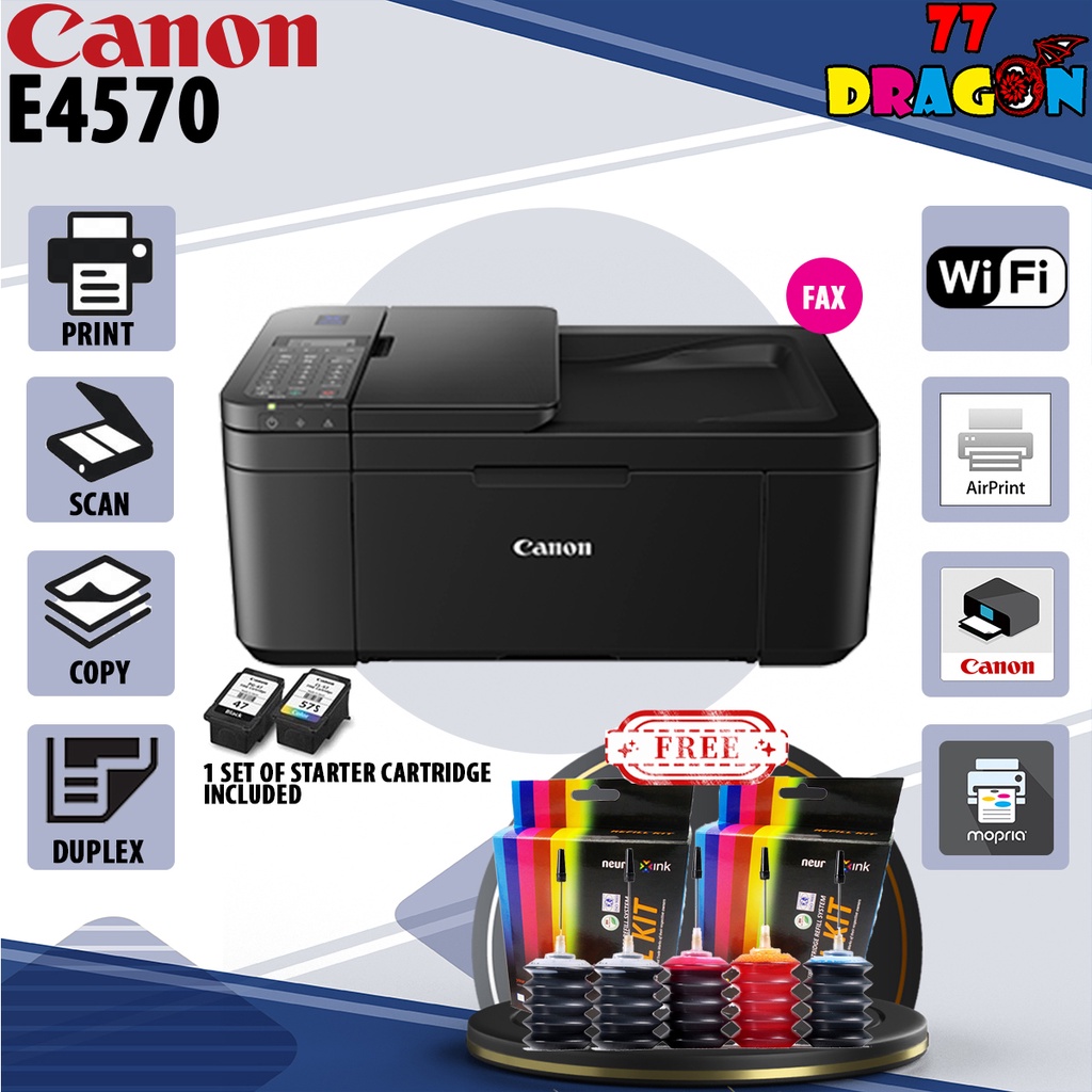 Canon Pixma E4570 AllInOne Printer with Auto Duplex, Fax & WiFi with