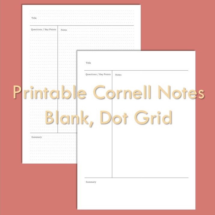 2 Pages Printable Cornell Notes Blank Dot Grid Note Taking Paper Note Book Pdf File 康奈尔笔记 Shopee Malaysia