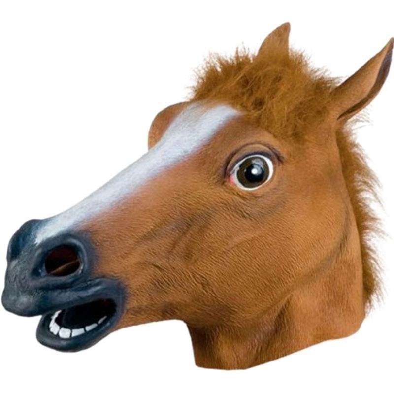 Funny Horse Head Unicorn Animal Headgear Mask Stage Performance Haunted House Dress Up Props 搞笑搞怪 马头 独角兽 动物头套面具舞台表演 鬼屋装扮道具