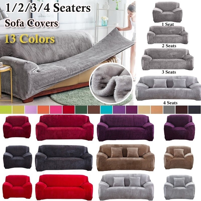2019 Warm 14 Seaters Thick Plush Recliner Sofa Covers Retro Recliner