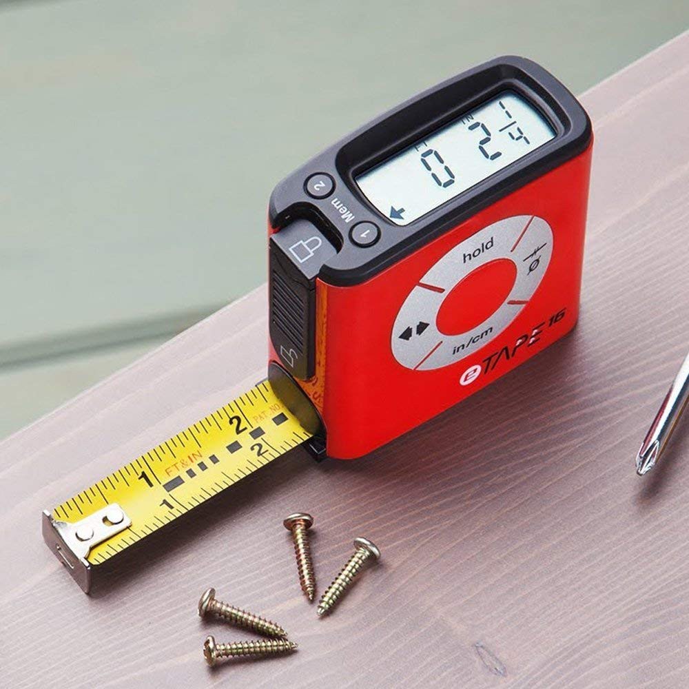 eTape16 ET16.75DBRP Digital Tape Measure, 16', Red Metric only