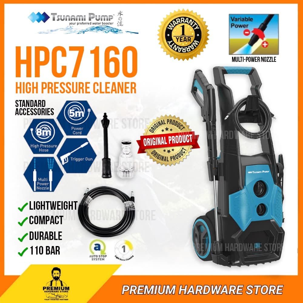 TSUNAMI HPC7160 Water Jet High Pressure Cleaner Induction Motor Water