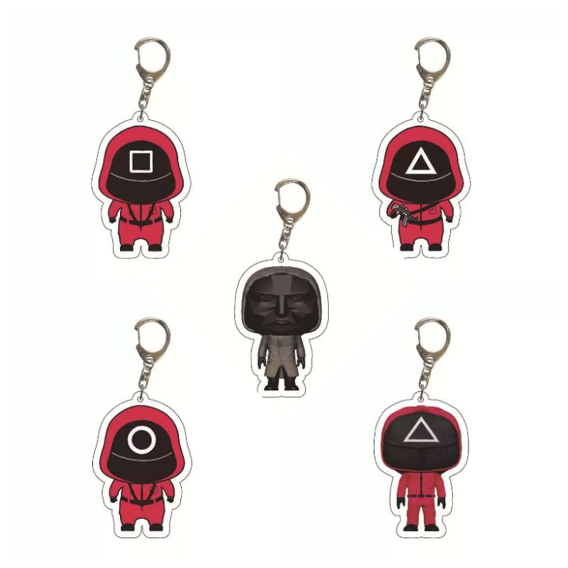 (Ready Stock) Cute Squid Game Acrylic Keychain Korean Drama Movie Collection Collectibles Merchandise Souvenirs