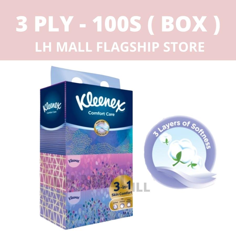 Kleenex Facial Tissue Box Comfort Care Design - 3 PLY (100's x 4 boxes)