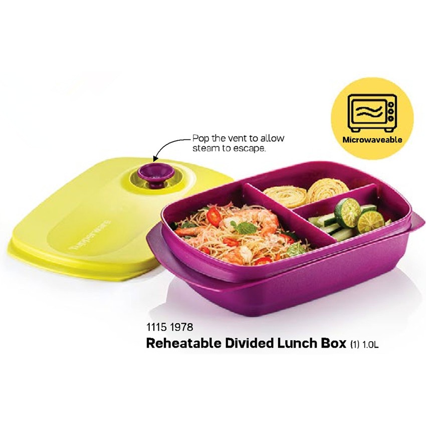 TUPPERWARE Reheatable Divided Lunch Box - 1L | Shopee Malaysia