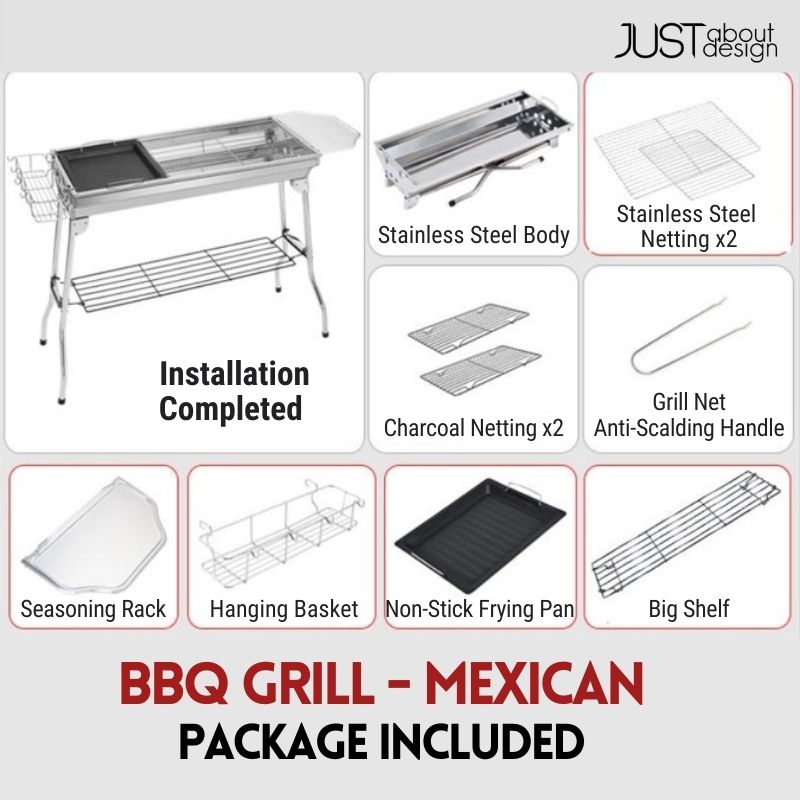 BBQ Grill Stainless Steel Portable Camping Outdoor Barbecue Barbeque Folding Bakar Ikan Bekas Pembakar Pemanggang