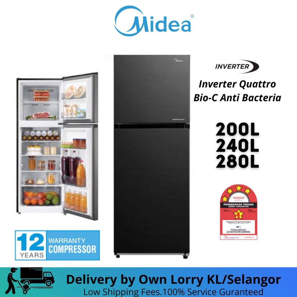 MIDEA 200L/240L/280L INVERTER FRIDGE MDRT268MTB28 Latest Shopee Malaysia