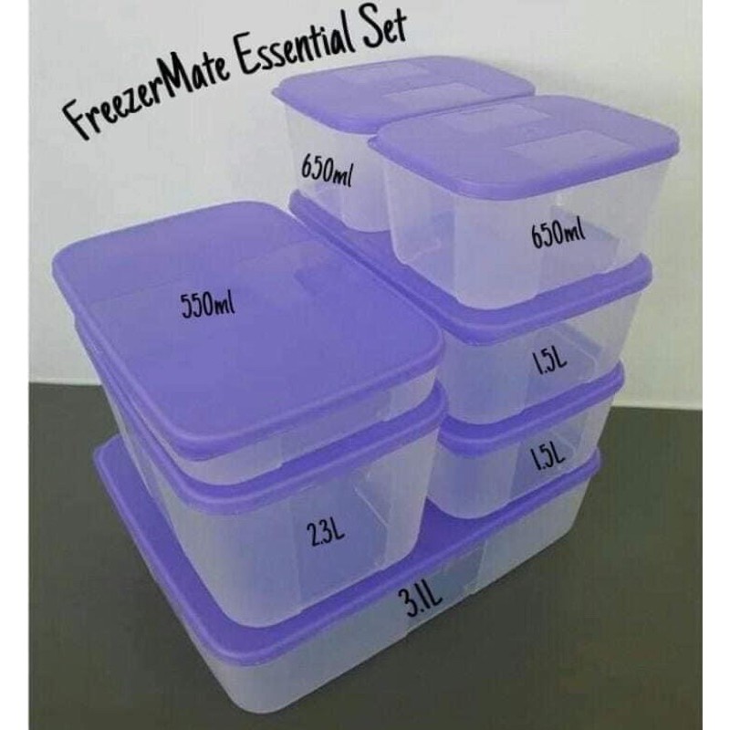 Tupperware FreezerMate Essential Set (550ml~1)(650ml~2)(1.5L~2)(2.3L~1)(3.1L~1)