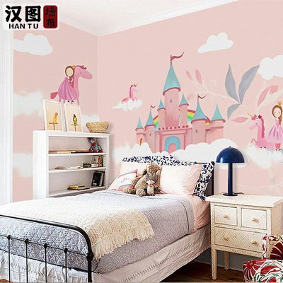 Cartoon children's room wallpaper girl bedroom background Wall Wall cloth  princess room decoration pink wallpaper Castle | Shopee Malaysia