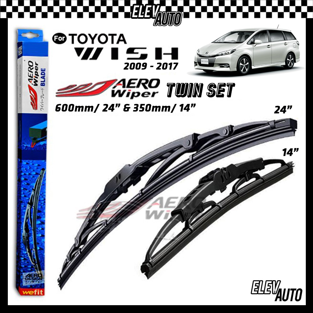 Toyota Wish 20092017 AERO Twin Set Wiper Blade VALUE Pack (14"/24