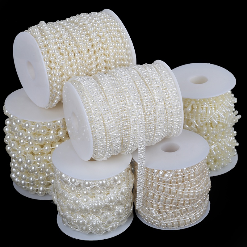 2-10Meters ABS Imitation Pearl Beads Chain Trim Garland Flowers DIY Wedding Party Brides Headgear Craft Accessories