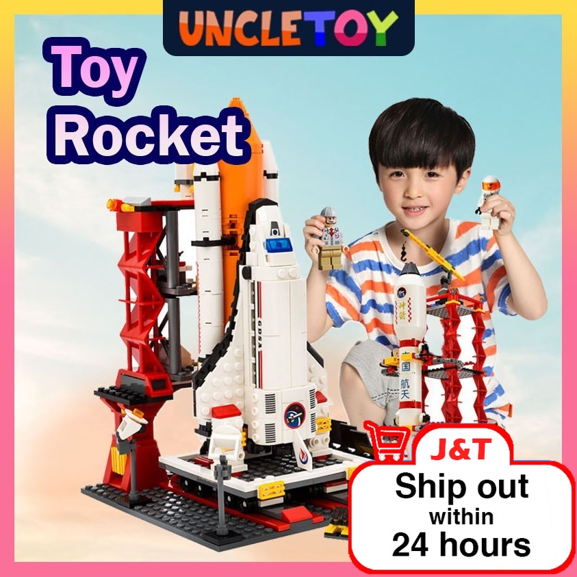 Ready Stock Baby Kids Space Rocket Toy Building Blocks Shuttle Astronaut Rocket Launch Station Plane [UncleToy]