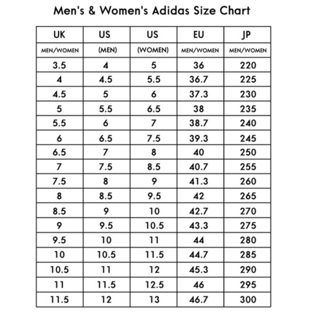 nmd shoe size chart