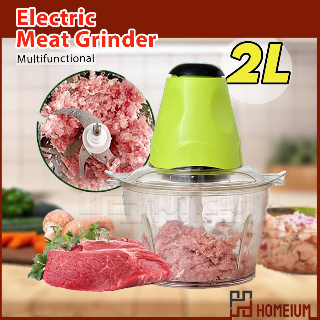 Homeium Electric Multi Function Meat Garlic Chilies Mincer Chopper Grinder Blender 250W 2.0 L (Green)