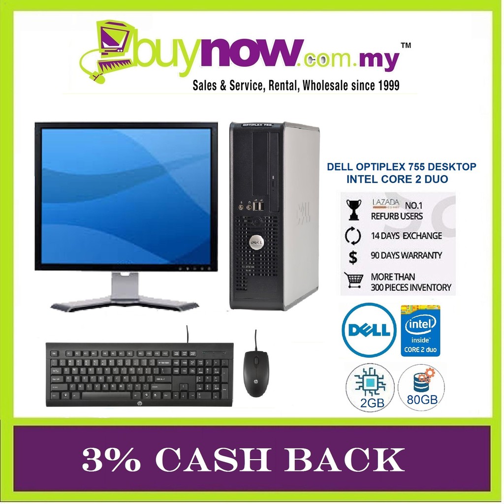 Dell Optiplex 755 Desktop Pc Sff C2d 2gb Ram 80gb Hdd Lcd 17 Factory Refurbished Shopee Malaysia