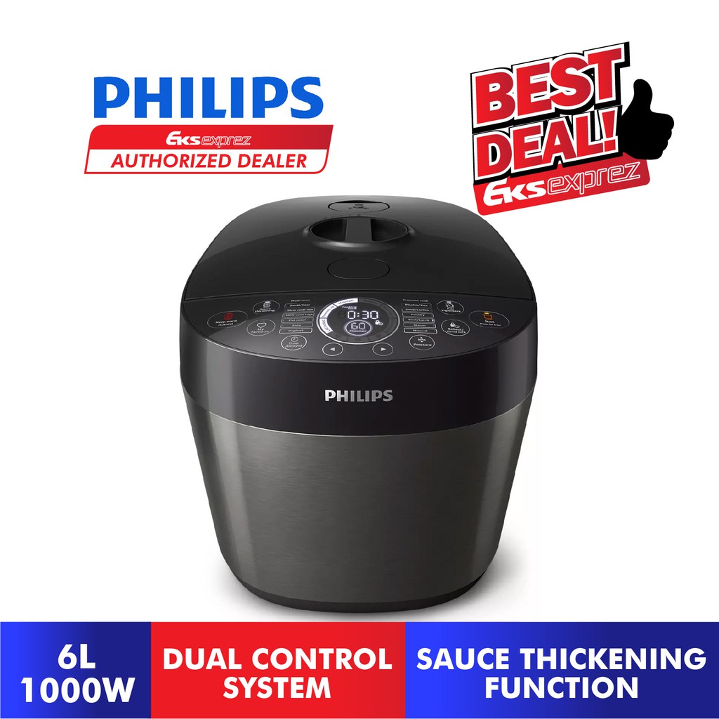 PHILIPS Deluxe Collection All-In-One Multi Cooker With Dual Control System (1000W/6L) HD2145/62