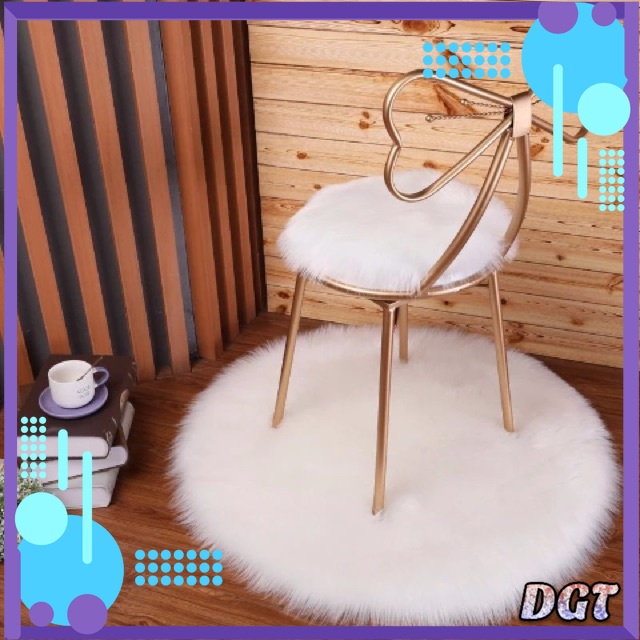 DGT Ultra Soft Round Faux Sheepskin Fur Area Rug White Circular Shaggy